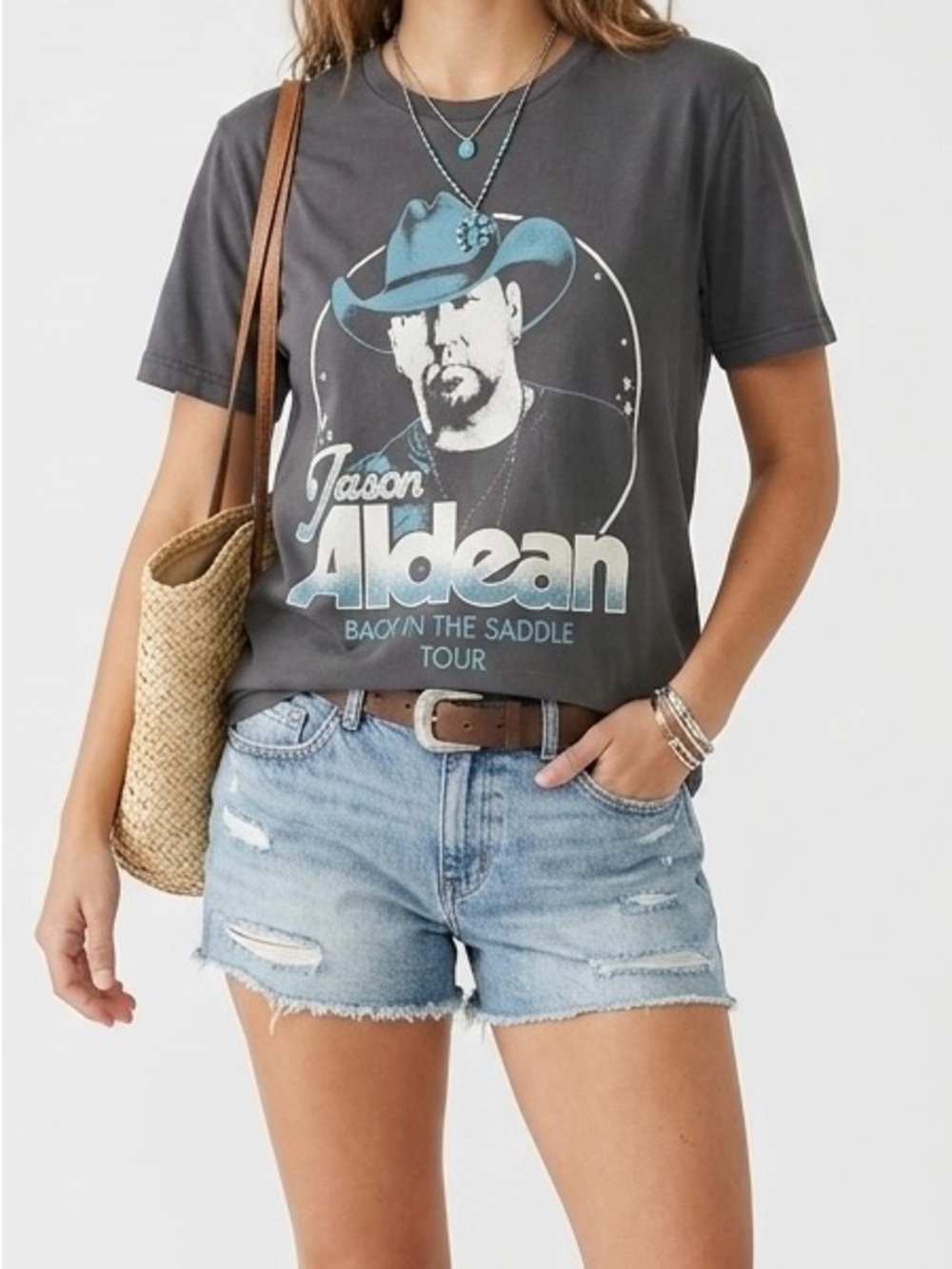 Jason Aldean Back in the Saddle Tour Graphic Tee Small Modern Cowboy Western
